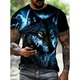 thumbnail image 2 of Men's Lightning Wolf Pattern Printed T-Shirt 3D Printed Crew Neck Casual Short Sleeve Summer Men's Novelty T-Shirt Top, 2 of 5