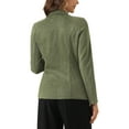 thumbnail image 3 of INSPIRE CHIC Women's Faux Suede Blazer Lapel Collar Long Sleeves Wear-to-Work Jacket XS Army Green, 3 of 6