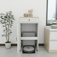 thumbnail image 3 of Versatile Robot Vacuum Stand Cabinet On Wheels Antique White With Storage For Living Room And Office Use, 3 of 12