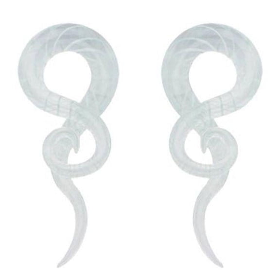 Ear Tapers/Stretchers Clear Glass and Swirl Pair 2G - 1/2"