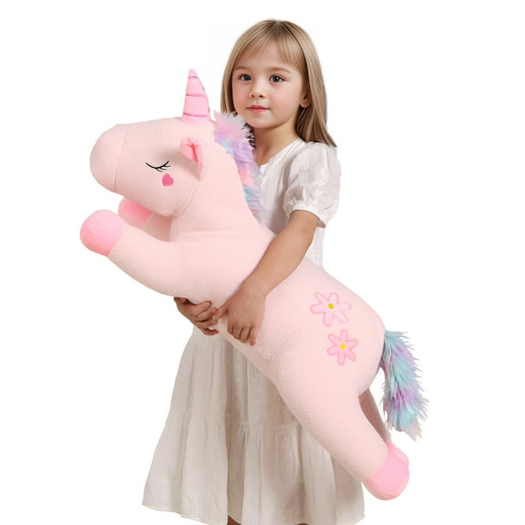 32inch Cute Giant Pink Unicorn Plush, Jumbo Soft Body Pillow Pet, Large Rainbow Unicorn Stuffed Animals Toy, Big Doll for Kids Girls and Boys, Birthday Christmas