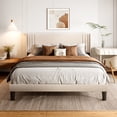 thumbnail image 6 of 5 Pieces Bedroom Furniture Set, Includes Queen Size Bed Frame with Headboard, 2 Wooden Cutout Handle Dressers,Nightstand Set of 2 for Bedroom, White, 6 of 11