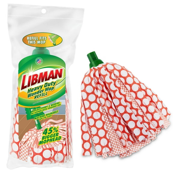 Libman Heavy Duty Wonder Mop Refill Orange / White Microfiber Snap-On