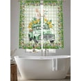 thumbnail image 4 of Easter Bunny Sheer Curtains 72 Inch Length 2 Panels Set, Spring Trucks Easter Eggs Floral Green Plaid Voile Window Treatment Curtains Sheers Drapes for Bedroom/Living Room/Kitchen 52"x72"x2, 4 of 7