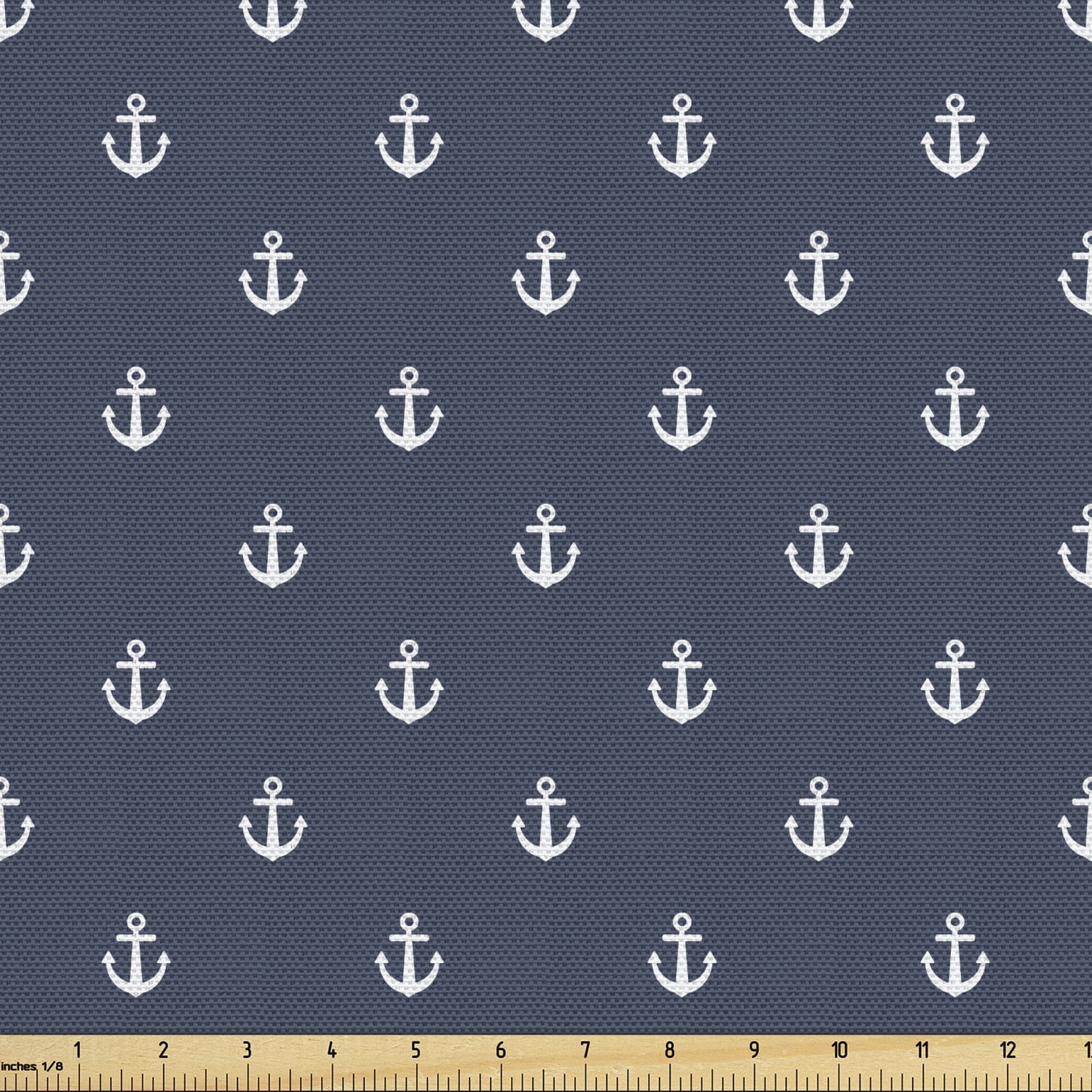 Navy Blue Fabric by the Yard, Nautical Classical Pattern Little Anchor