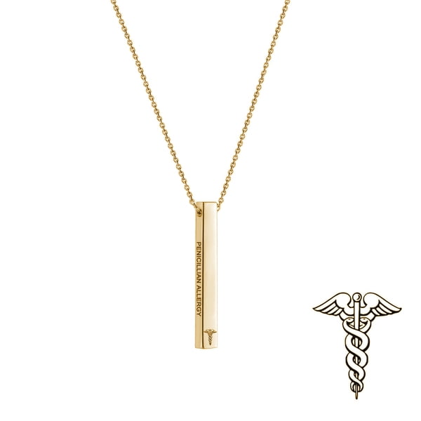 gold medical alert necklace