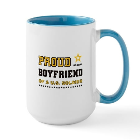 

CafePress - Proud Boyfriend Of A Soldier Black And Gold Mugs - 15 oz Ceramic Large White Novelty Mug