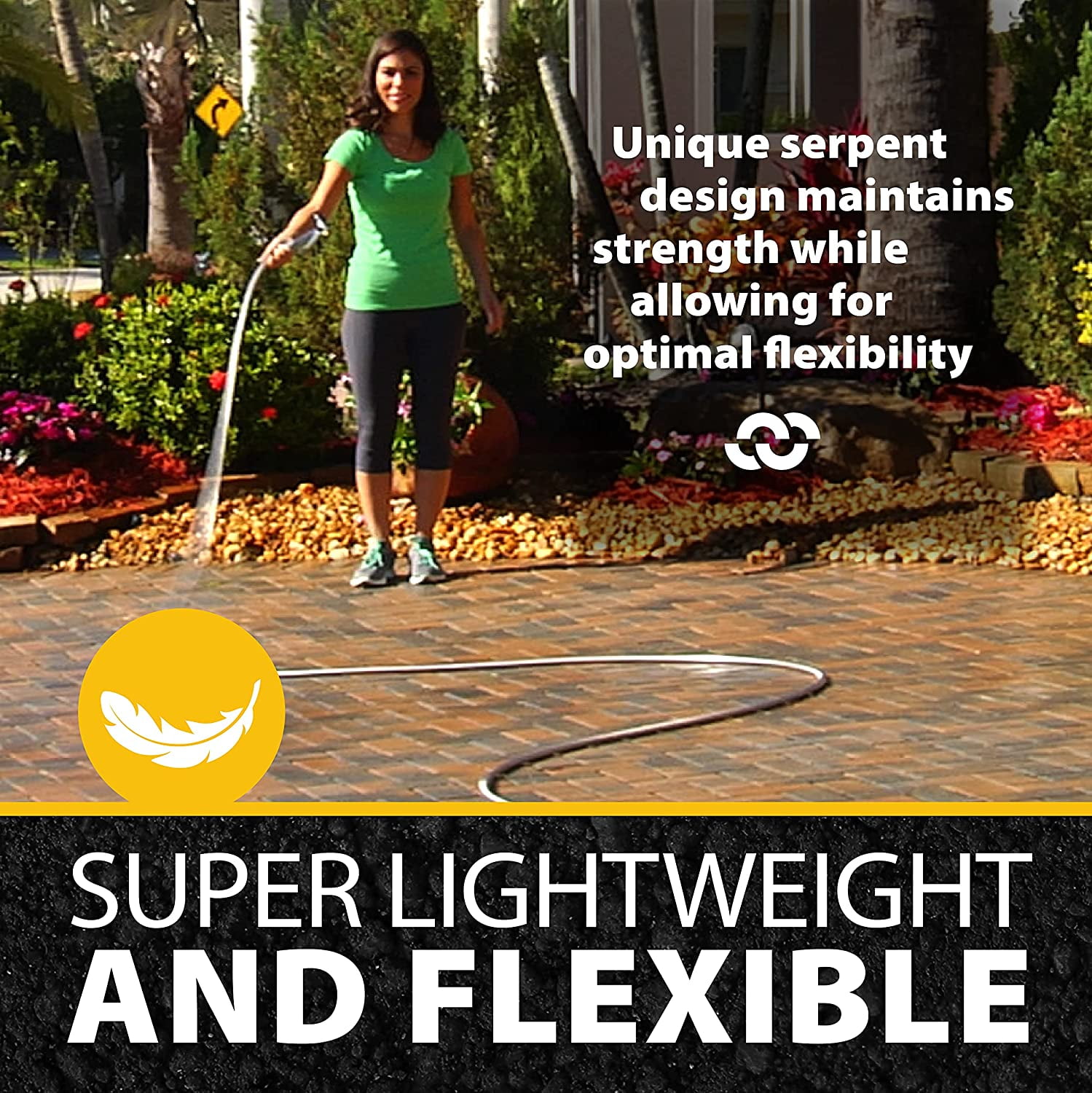 Premium 25 Ft Metal Garden Hose with Nozzle, 304 Stainless Steel, Kink , Lightweight, Heavy Duty