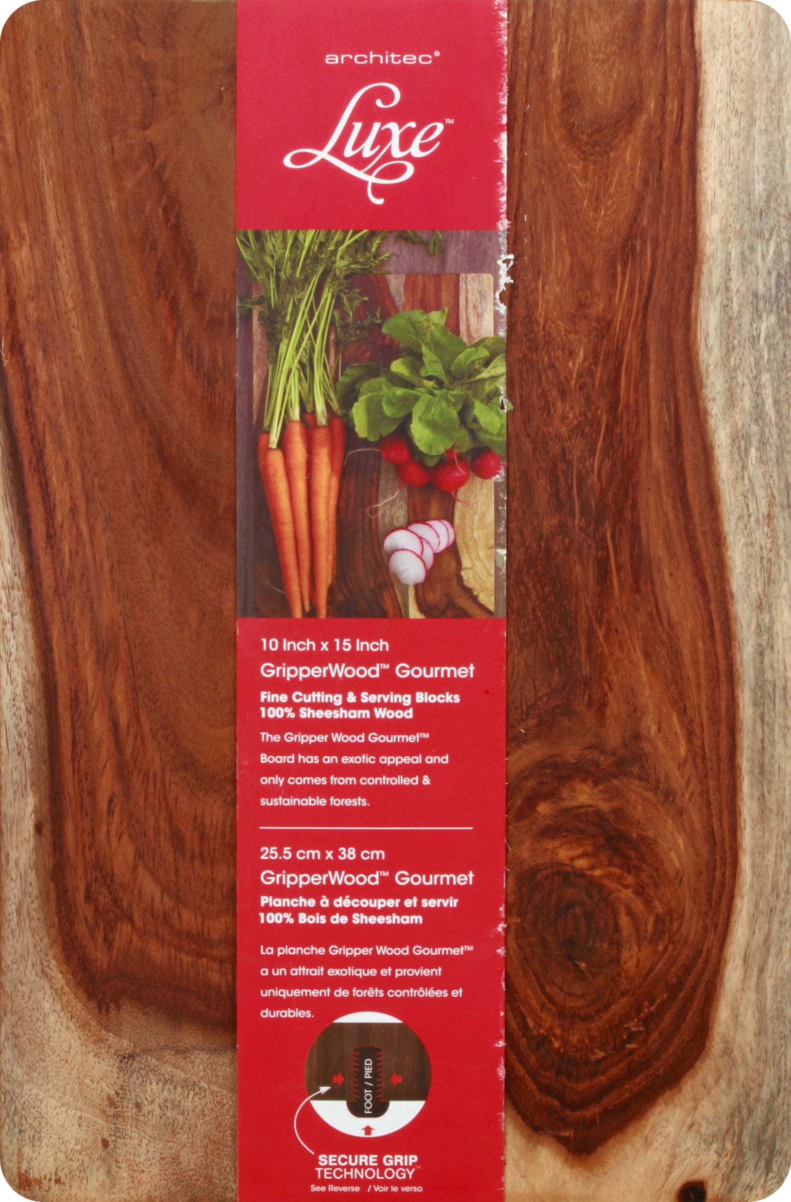 Architec Gripperwood Sheesham Wood 10"x15" Cutting Board
