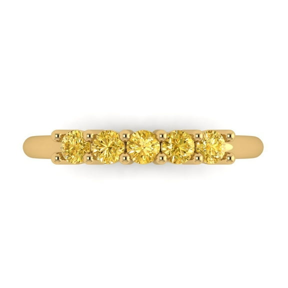 0.35 ctw Wedding Band for Women - 18K Yellow Gold Natural Citrine Stackable Eternity Ring
