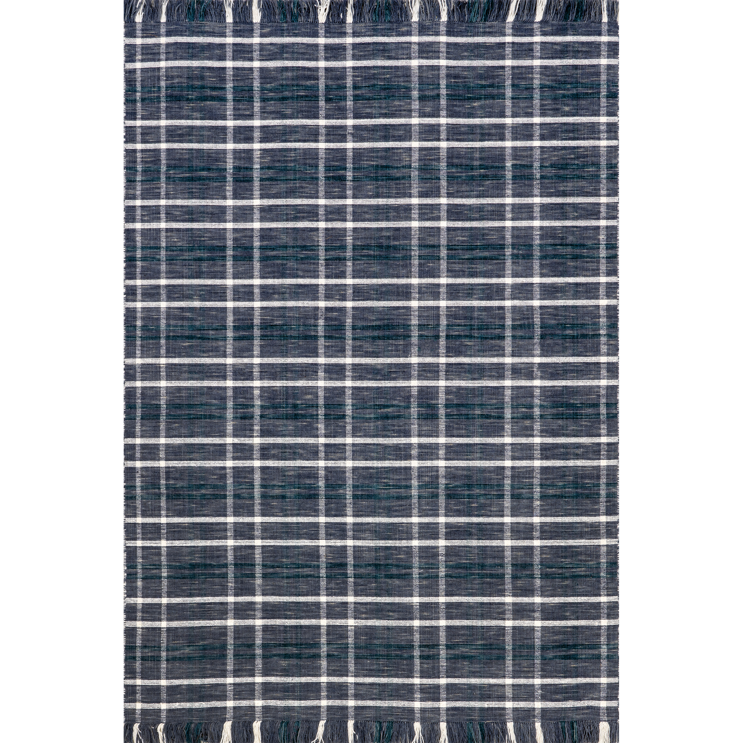 nuLOOM Loretta Plaid Wool Fringe Area Rug, 5' x 8', Blue