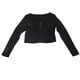 thumbnail image 1 of Camiseta de punto de canalé con botones y cuello redondo de manga larga ajustada para mujer, color negro, talla única, 1 of 15
