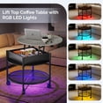 thumbnail image 4 of Ktaxon Mid-Century Coffe Table with Lift Top, 26.7" Round Coffee Table with Storage and Rolling Wheels, Modern Center Table for Small Spaces, Retro Gray, 4 of 9