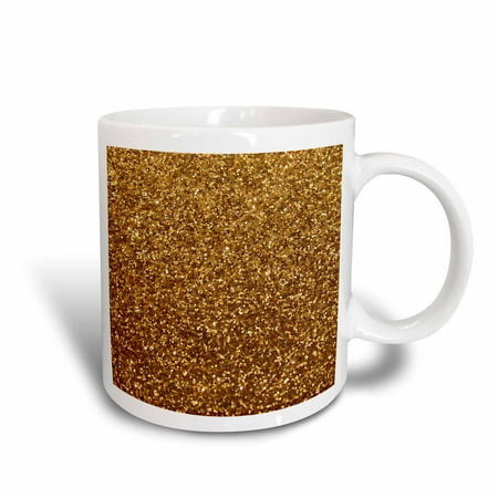 - 3dRose Gold Faux Glitter - photo of glittery texture - glam sparkles sparkly bling - glam stylish girly - Ceramic Mug, 11-ounce