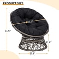 thumbnail image 4 of LOGYAT Wicker Papasan Circle Chair, 360° Swivel Chair, 37" Living Room Chair, Indoor Outdoor Rattan Chair with Thick Cushion, Ideal for Teenagers,Grey Rattan with Black Cushion, 4 of 6