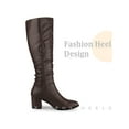 thumbnail image 3 of BLISSFUL STEP Women's Knee High Boots Square Toe Slouch Chunky Heel Brown 9.5, 3 of 5