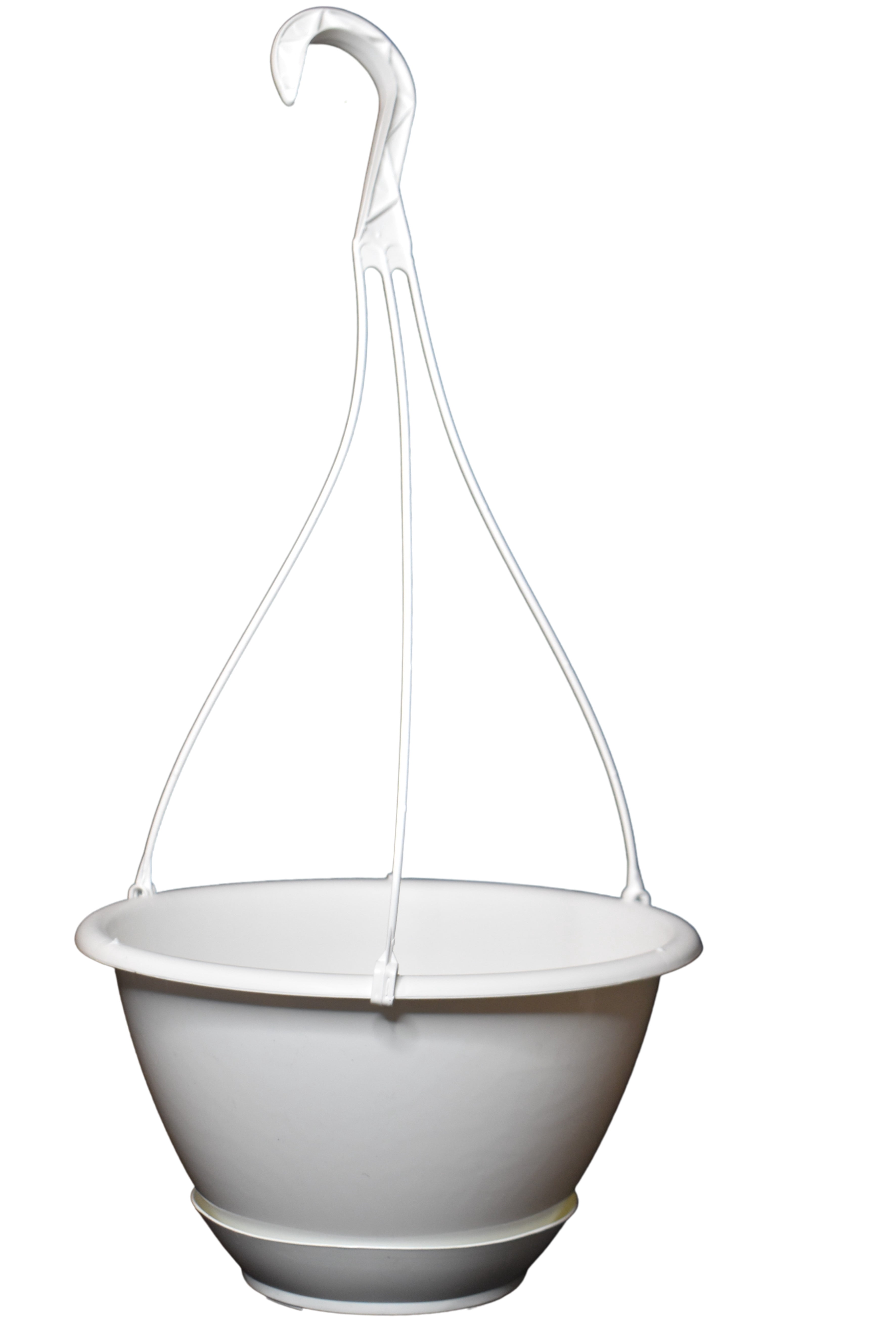 KOBA 10" Round Hanging Basket Planter with Saucer, White, 10 Count