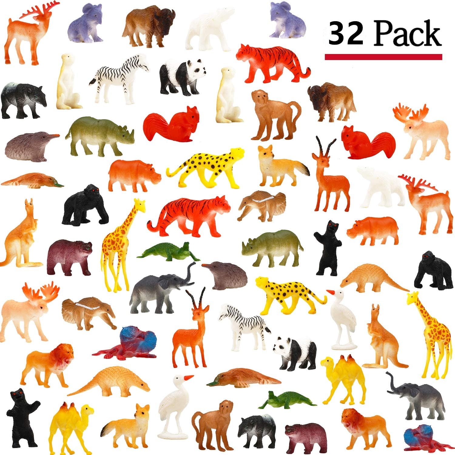 dozen plastic toy safari animals