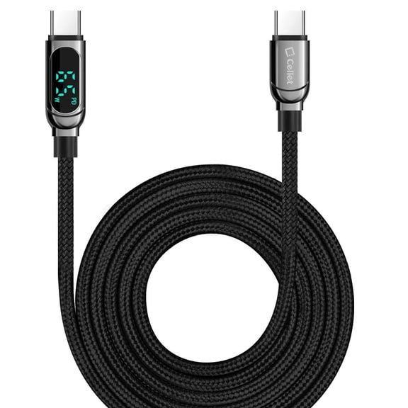 Cellet USB Cable Compatible with Motorola Edge 2023 - Digital Display High Powered PD (Power Delivery) Fast Charging and Data Sync USB-C to USB-C Cable - 3.3 Feet