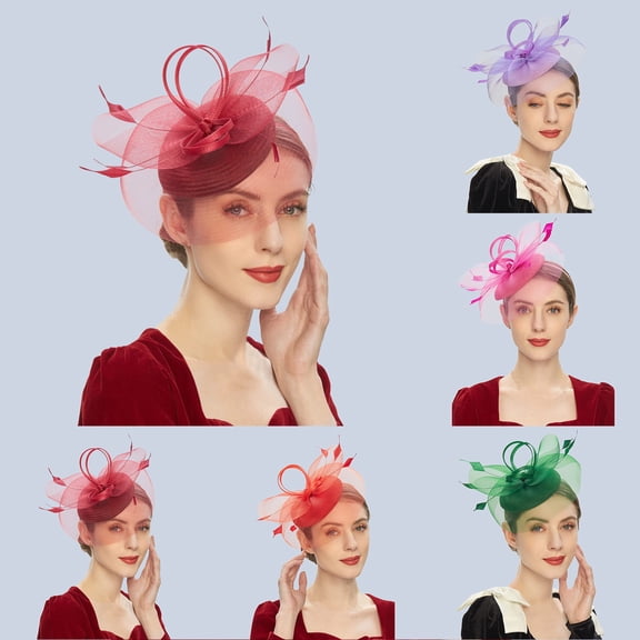 Fascinators Hats for Women LSQii Flower Mesh Ribbons Bow Knot Headband Green Headwear Beret Pillbox Hat for Tea Party Church Bridal Wedding Gift