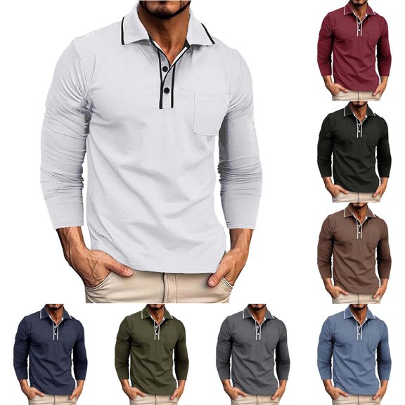 Men’s Lapel Button T-Shirt Casual Business Everyday Top