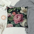 thumbnail image 2 of Creowell Floral Flowers Garden Night，Printed Throw Pillow Square Decorative Pillow for Sofa, Chair, Daybed，Pink Black, 2 of 5