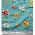 thumbnail image 1 of Soimoi Blue Cotton Duck Fabric Diamond & Lily Floral Print Fabric by the Yard 42 Inch Wide, 1 of 3
