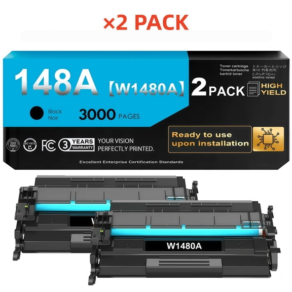 148A Toner Cartridge Black (with Chip) 4001n 4101fdw W1480A 148X Compatible for 148A W1480X for Pro MFP 4101fdw 4101fdn Pro 4001dw 4001dn Printer Ink (2 Pack)