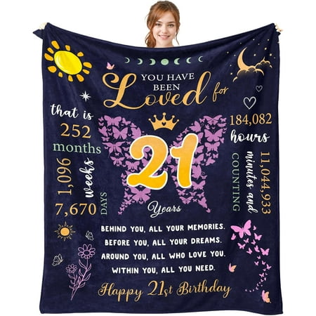 21st Birthday Gifts for Her/Women 21st Birthday Gift Ideas for Daughter 21 Year Old Birthday Gifts for Her 21st Birthday Decorations for Her Gift for 21 Year Old Female Throw Blanket 60 x50