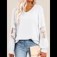 thumbnail image 4 of Blusas de Mujer con Cuello en V, Larga, Encaje, Elegantes, Informales, Modernas, de Gran Tamaño. M, 4 of 7