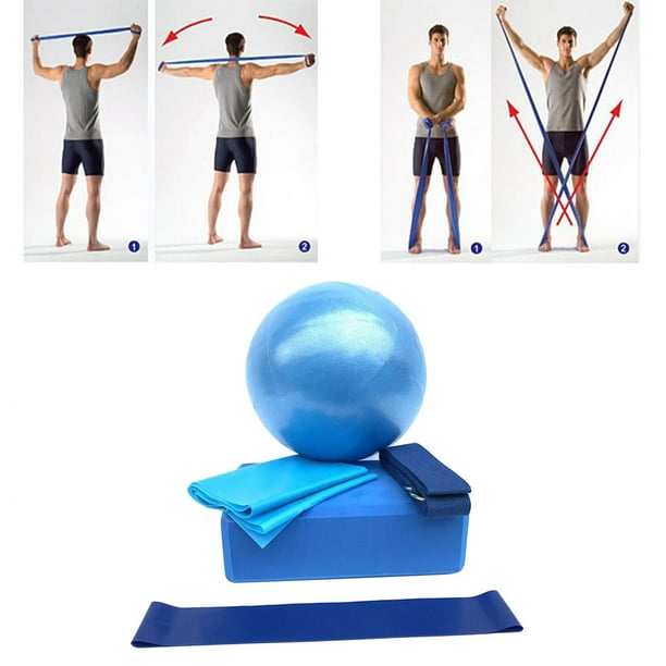 5 piezas de bloques de yoga, pelota de yoga, banda elástica - espuma EVA de meditación de suave deslizante de densidad para mujeres DYNWAVEMX equipo de correas de bloque de yoga