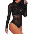 thumbnail image 1 of Women Jumpsuit Pajamas Sexy Pajamas Black Sheer Mesh Long Sleeve Jumpsuit Bodysuits Multiple Sizes Available, 1 of 5