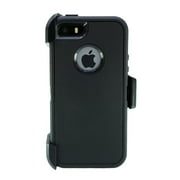 WallSkiN Case for iPhone 5S / 5 / SE (2016) with Screen Protector Heavy Duty Full Body Military Grade Drop Protection Carrying Cover Holder | Holster for Men Belt with Clip Stand – Black