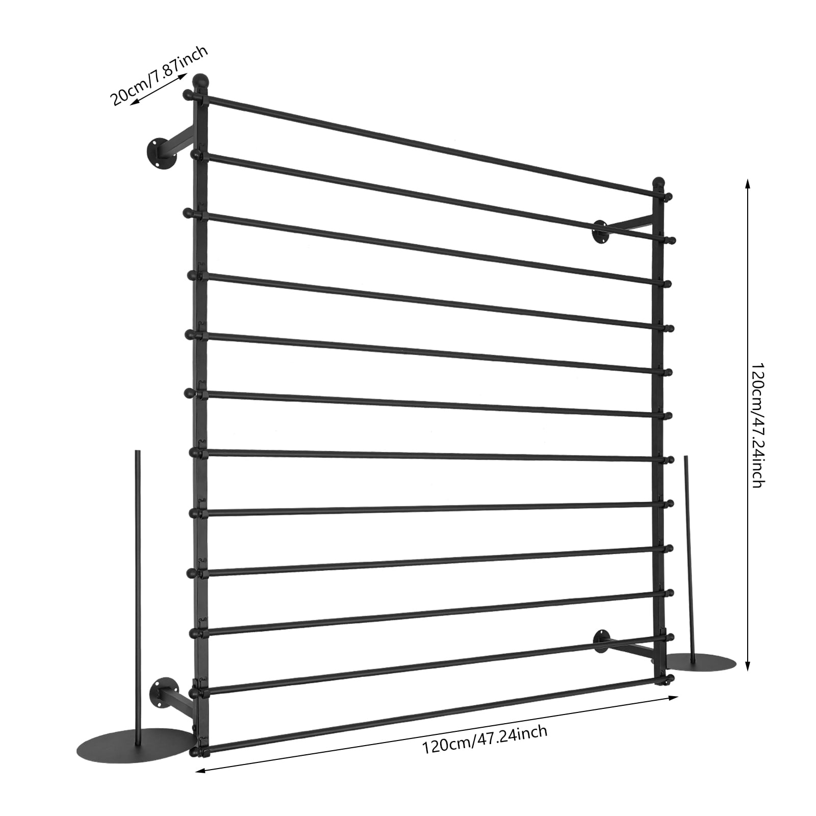 Wall-Mounted Display Rack for Flower Shop Sewing Tool Thread Scarf Tie Black, Wrapping Paper Ribbon Holder, Organizer