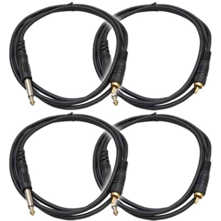 Seismic Audio SA-TSR5-S (4 Pack), 1/4" TS to RCA Mono 10 Feet