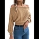 thumbnail image 1 of Suéter de Mujer con Hombros Descubiertos, Jersey de Punto con Cable Liso, Top Informal de Larga, Suéteres Cortos Caqui XL, 1 of 10