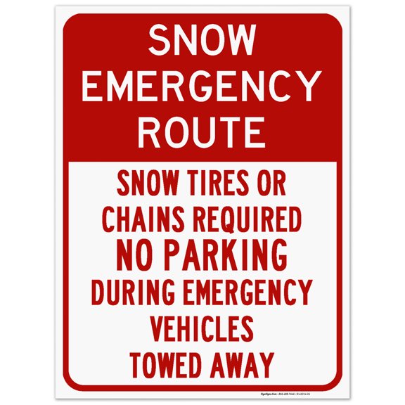 Snow Emergency Route Sign, 18x24 Corrugated Plastic