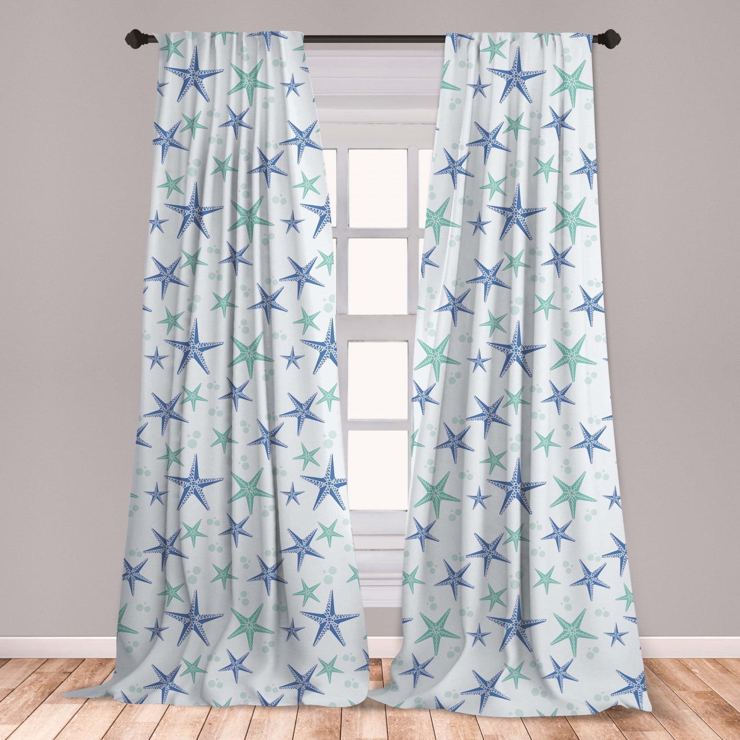 Starfish Curtains 2 Panels Set, Nautical Sea Creature in ...