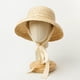 thumbnail image 4 of Sombrero de paja de ala ancha para niños, sombrero de playa de verano con lazo ajustable, plano Corbata blanca, 4 of 9
