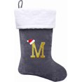 thumbnail image 1 of Dbfengbilian 21 Inches Christmas Stockings with Customizable Letters, Large Christmas Stockings with Super Soft Plush Cuff Embroidered Letter - Grey M, 1 of 7