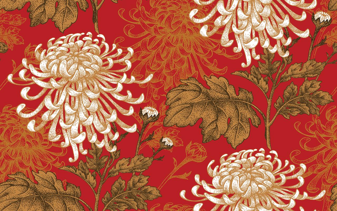 MuralsPrint Red Spider Floral Removable Wallpaper 24''w x 10'L 10'ft