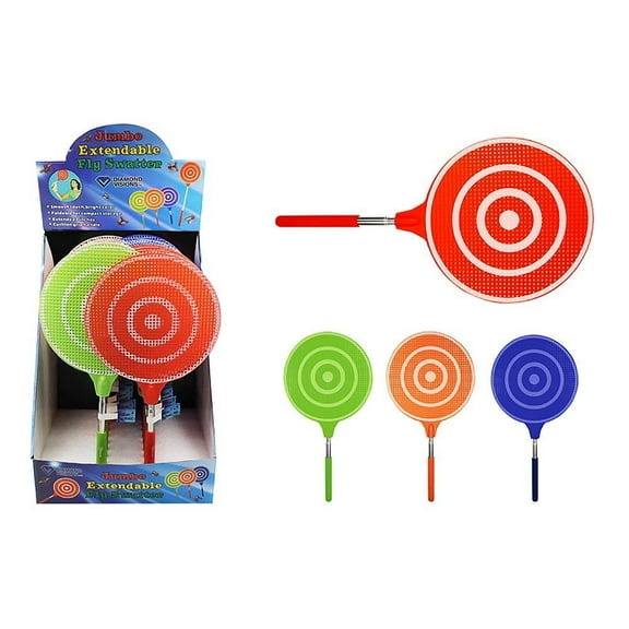 Diamond Visions 2221831 Extendable Jumbo Fly Swatter MultiPack in Assorted Colors 2 Jumbo Swatters