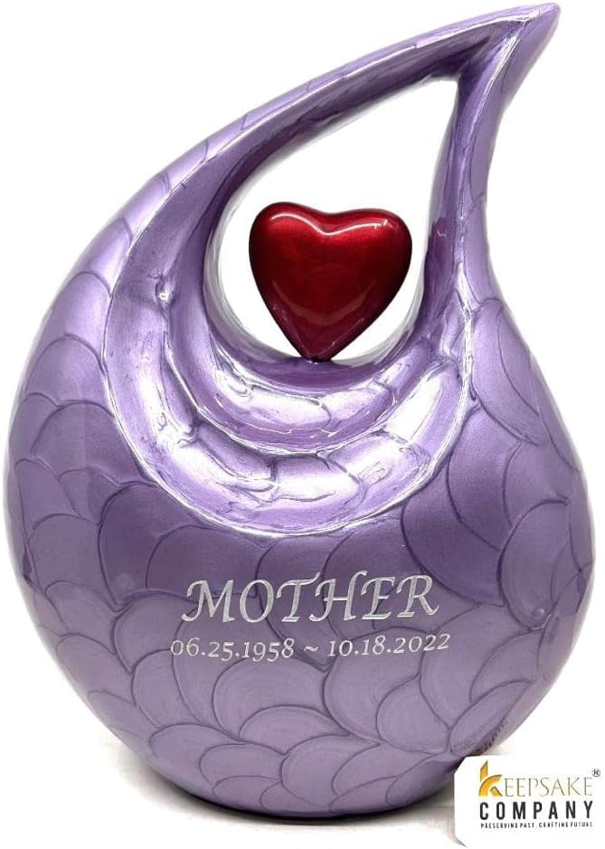 Keepsake Company Urn for Human Ashes, Multicolor, Aluminum Large Heart Shape