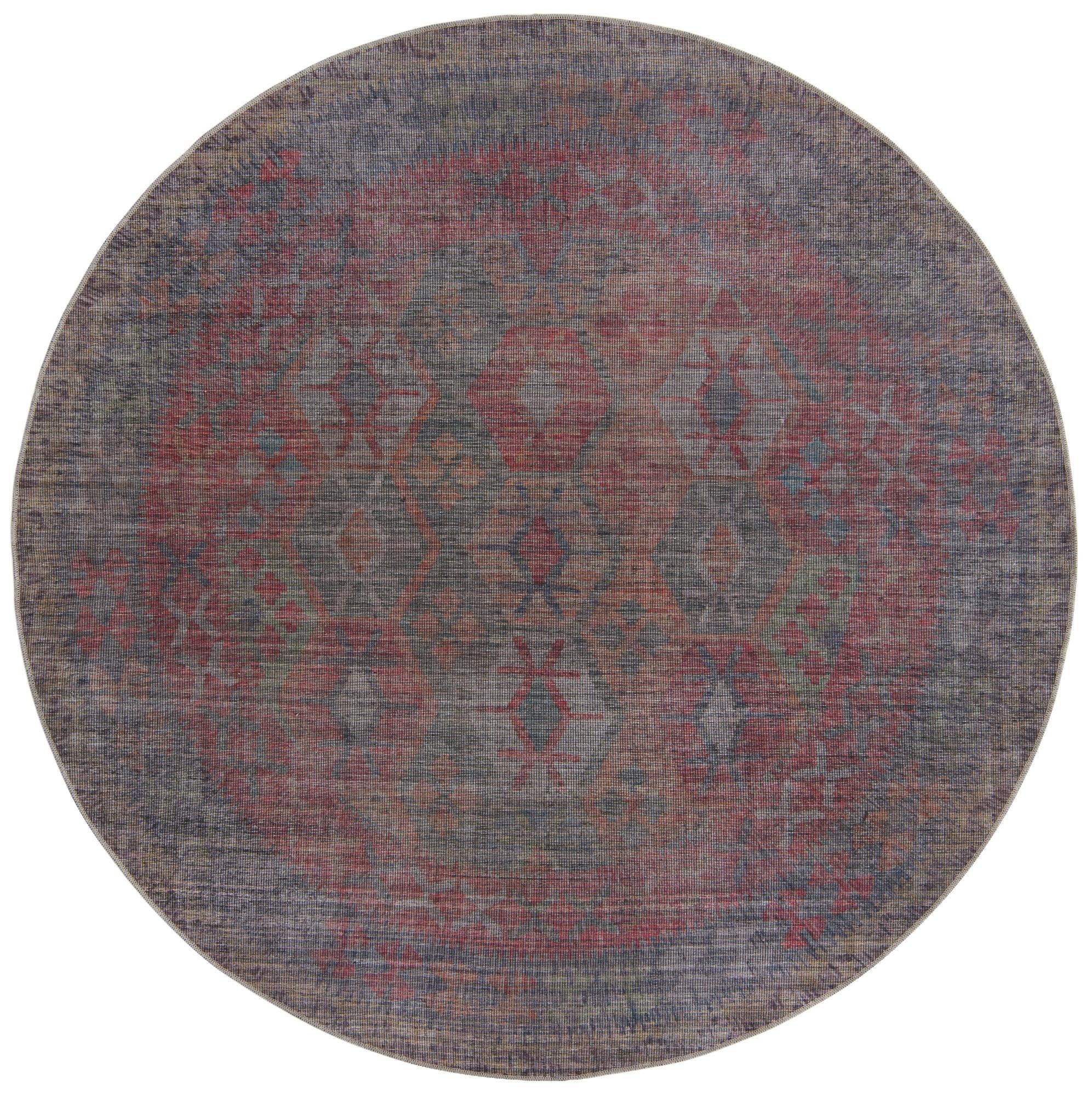 Sisu Collection Washable Rug 8 Ft Round Blue Flatweave Rug