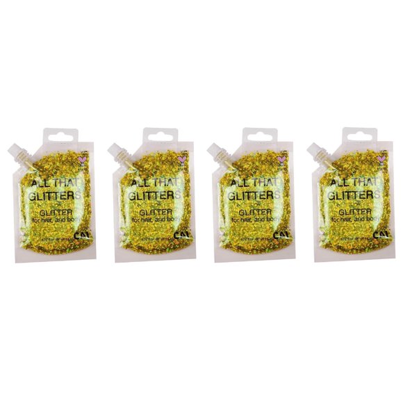 CAI All That Glitter, Glitter for Hair and Body, Gold (Pack of 4)