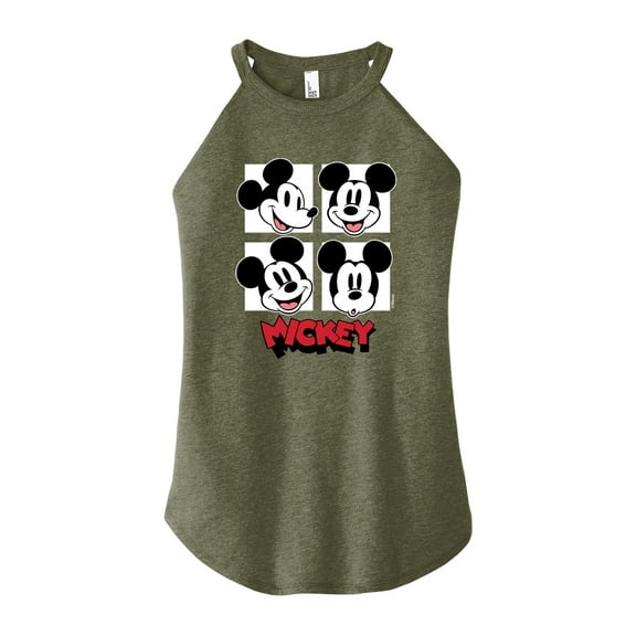 Mickey & Friends - Mickey Grid - Juniors High Neck Tank Top