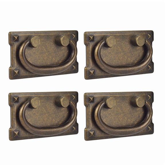 4Pcs Vintage Antique Bronze Drawer Ring Pull Handles, Cabinet Door Furniture Handle Decoration