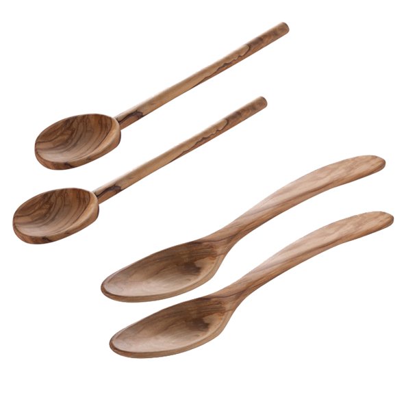 Olive Wood Mixing Spoons and Serving Spoons, set of 4