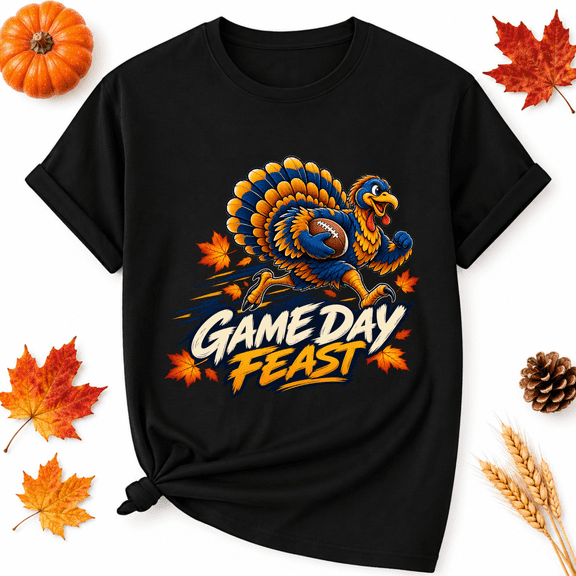 KeHetSoft Game Day Feast Thanksgiving Turkey Cotton Graphic Unisex T-Shirt