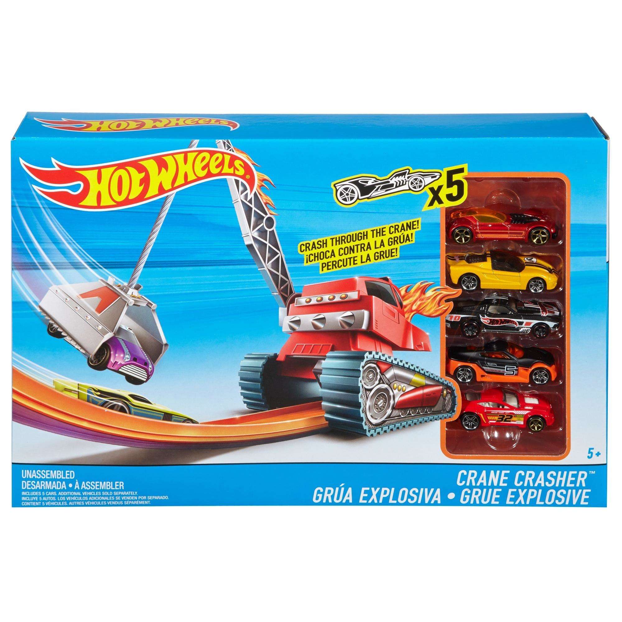 Hot Wheels Crane Crasher Play Set with 5 Racing Vehicles - image 3 of 4